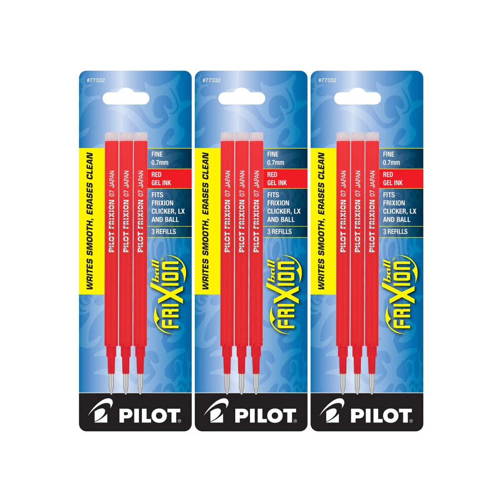 Pilot Gel Ink Refills for FriXion Erasable Gel Ink Pen  Fine Point  Red Ink  Total of 9(77332)