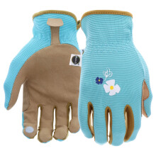 Luvas de palma de couro sinttico Miracle-Gro MG86202 - [azul/bronzeado pequeno/mdio] compatvel com tela sensvel ao toque