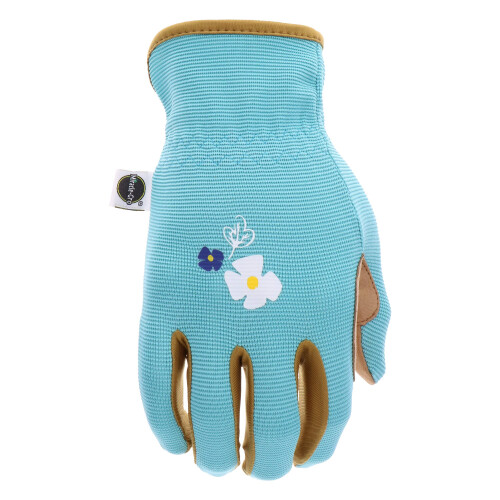 Miracle-Gro Miracle-Gro MG86202 Handschuhe mit Kunstleder-Handfl   che     [Blau/Hellbraun, Gr      e S/M] Touchscreen-kompatibel 1