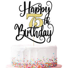 Ruscalin boldog 75. szletsnapi torta teteje 75 szletsnapi party tortadsz (75. fekete-arany villansok)