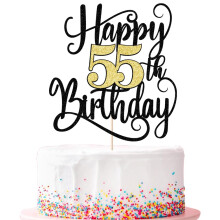 Ruscalin boldog 55. szletsnapi torta fedo 55 szletsnapi party tortadsz (fekete-arany villansok 55.)