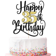 Ruscalin boldog 35. szletsnapi torta fedo 35 szletsnapi party tortadsz (fekete s arany villansok 35.)
