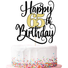 Ruscalin boldog 65. szletsnapi torta fedo 65 szletsnapi party tortadsz (fekete s arany villansok 65.)