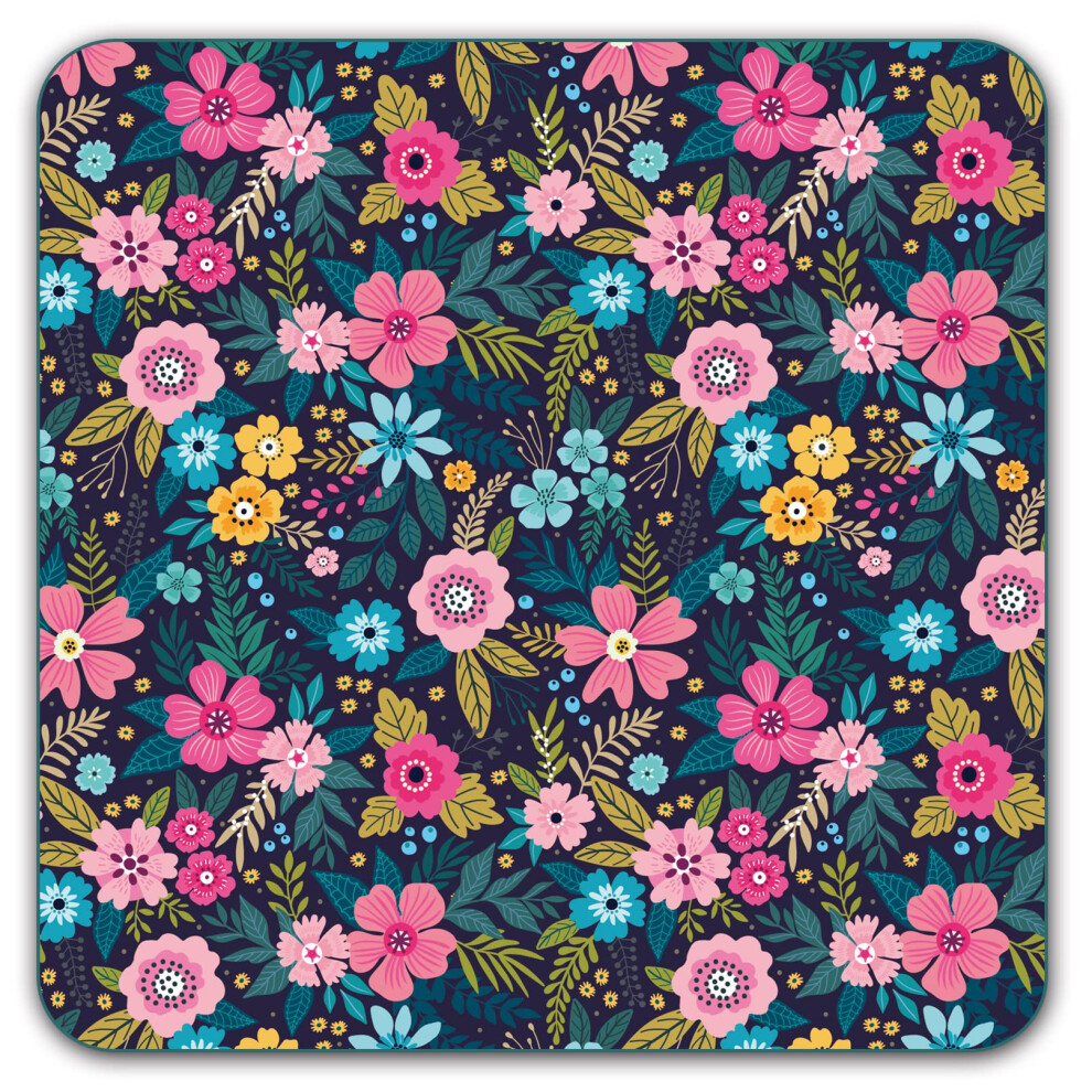 Premium Square Waterproof Mouse Pad - Non-Slip Rubber Base 9X9 Inches (Flowers) 683370722965