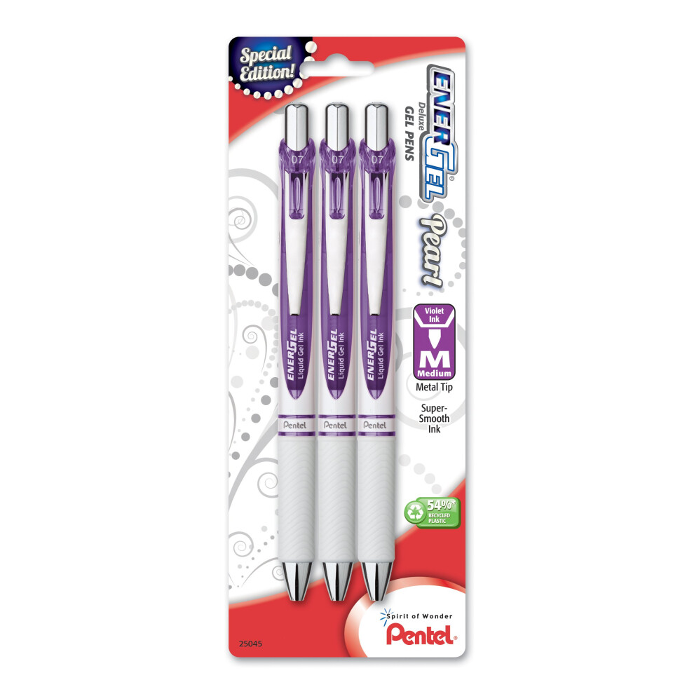 Pentel Gel Ink Pen EnerGel Pearl RTX Retractable Gel Pen 0.7mm (BL77WBP3V)