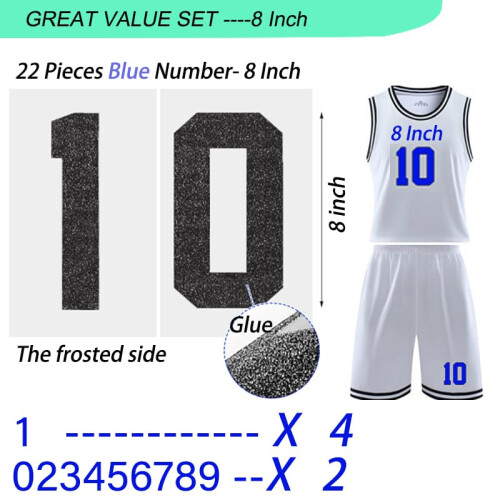Nmeros de transferncia de calor de 22 peas ? nmeros de ferro de 8 polegadas para uniformes de equipe ? camisetas esportivas 2