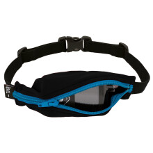 Ceinture de poche extensible pour enfants SPIbelt, taille r  glable, sans rebond, sans logo, noire avec fermeture   clair turquoise
