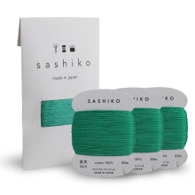 Daruma Sashiko Thread Card Rolls S?t p? 3 (32,8 yards X3) - Syning og broderi inkluderer brugsanvisning og gavepakning (tyk smaragd)