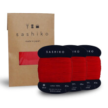 Daruma Sashiko tr?dkortruller s?t p? 3 (43,7 yards x3) - Syning og broderi inkluderer instruktionsmanual og gavepakning (tynd r?d)