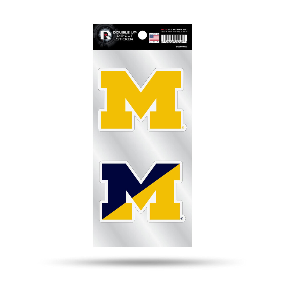 Hoja De Calcoman As Troqueladas De Dos Piezas Con Dise O Dividido De Los Michigan Wolverines De La Ncaa De Rico Industries-image
