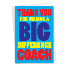 NobleWorks - 1 bedankkaart voor teamcoaches met envelop van 5 x 7 inch - sportbedanking en studentatleet dankbaarheid waardering notitiekaart briefpa