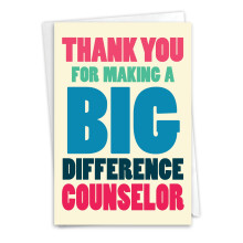 NobleWorks - Adviseur Gids Coach Bedankt Wenskaart voor met 5 x 7 Inch Envelop (1 Kaart) Dankbaarheid Groot Verschil Counselor C8217TYG