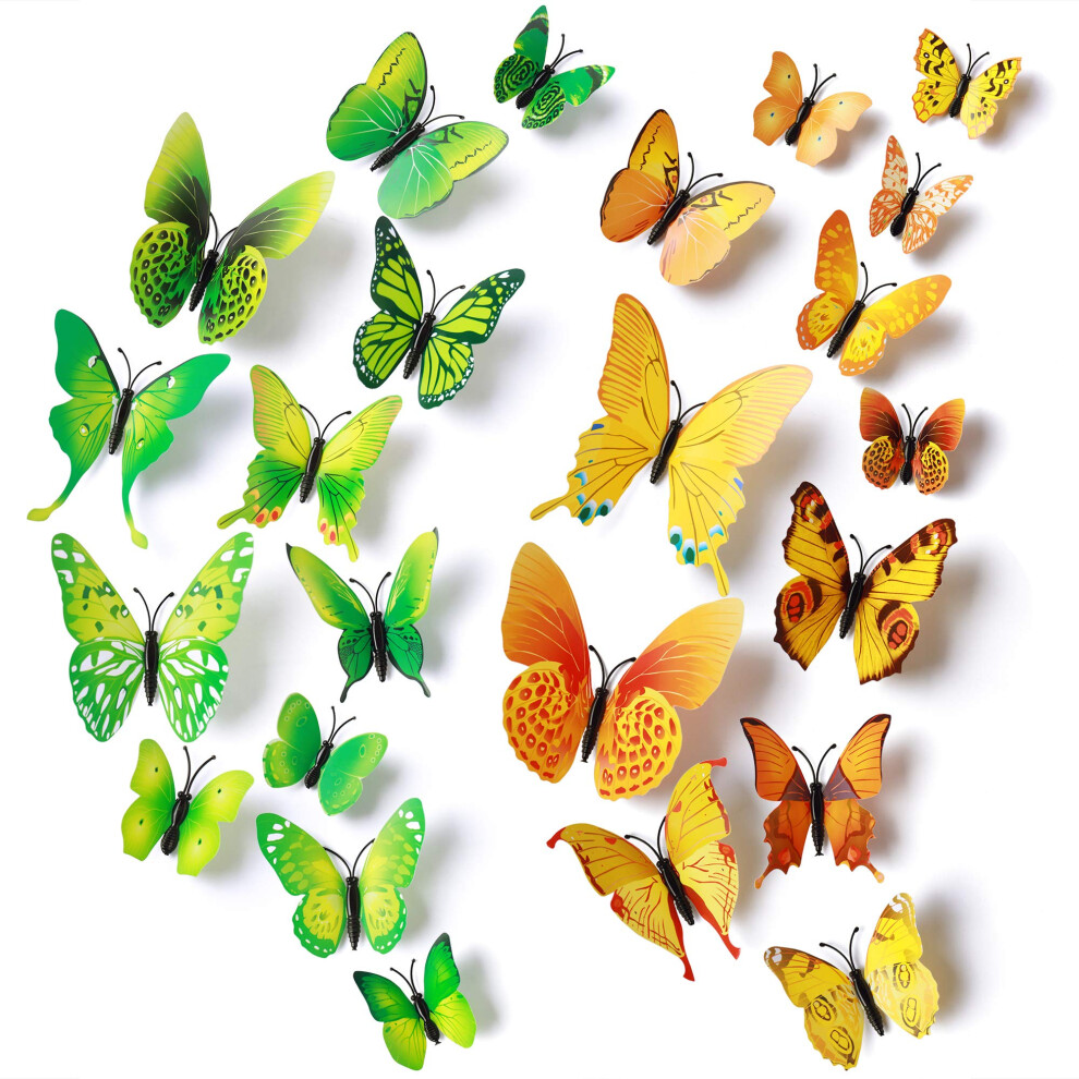 Am Amaonm 24Pcs 3D Vivid Special Man-Made Lively Butterfly Art Diy Decor Wall Stickers Decals Nursery Decoration Bathroom D?Cor Office D?Cor 3D Wall Art 3D