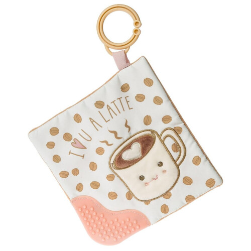 Soothie Stoothie Crinkle Feether Toy com papel de beb    e Squeaker 6 x 6 polegadas Latte