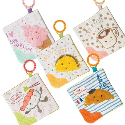 Soothie Stoothie Crinkle Feether Toy com papel de beb    e Squeaker 6 x 6 polegadas Latte 2