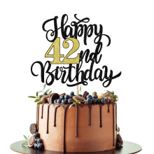 Leetaivie boldog 42. szletsnapi tortafedo fekete arany csillog szletsnapi tortafedo 42. vfordulhoz / 42. szletsnapi parti dekorcis kellke