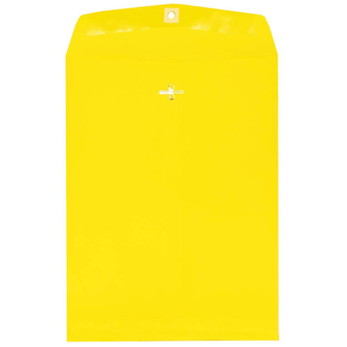 JAM PAPER 9 x 12 Colored Envelopes with Clasp Closure - Yellow Recycled - 10/Pack