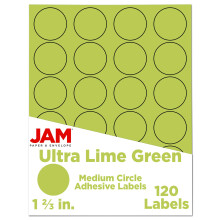 Sigillanti adesivi per l'etichetta del cerchio di carta in jam - 1 diametro da 2/3 pollici - verde ultra lime - 120 etichette rotonde/pacchetto