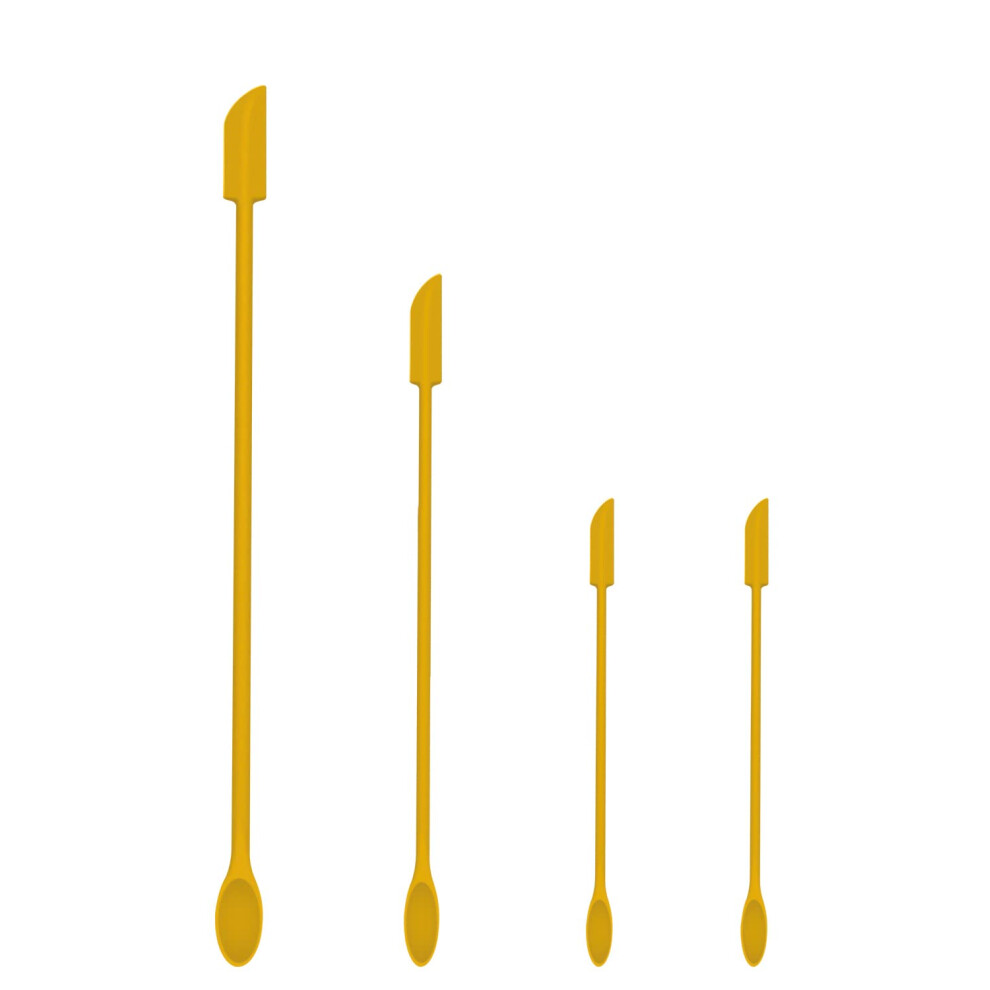 Pceel Yellow Mini Spatula Silicone Spatula Set - 4Pcs Small Makeup Scrapers For Cosmetics Reusable Beauty Tiny Tools Thin Jar Scraper Get The Last Of The Makeup