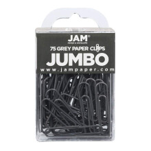 JAM PAPER Kleurrijke Jumbo Paperclips - Groot 2 Inch - Grijze Paperclips - 75/Verpakking