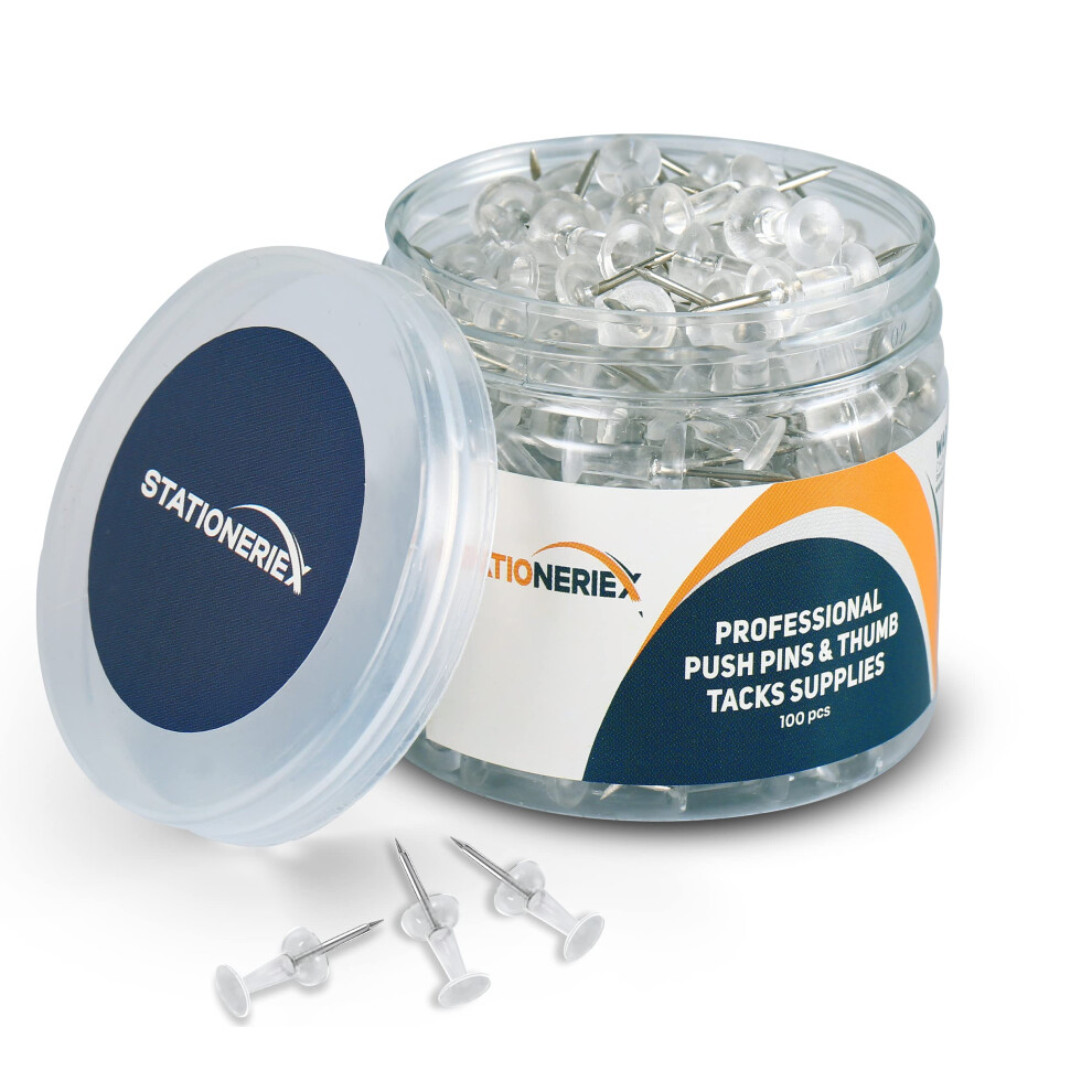 Lot De 100 Punaises Transparentes Pour Tableau D'affichage, Tableau En Li Ge, Carte, Calendrier, Photos, Projets D'artisanat Domicile, Bureau,-image