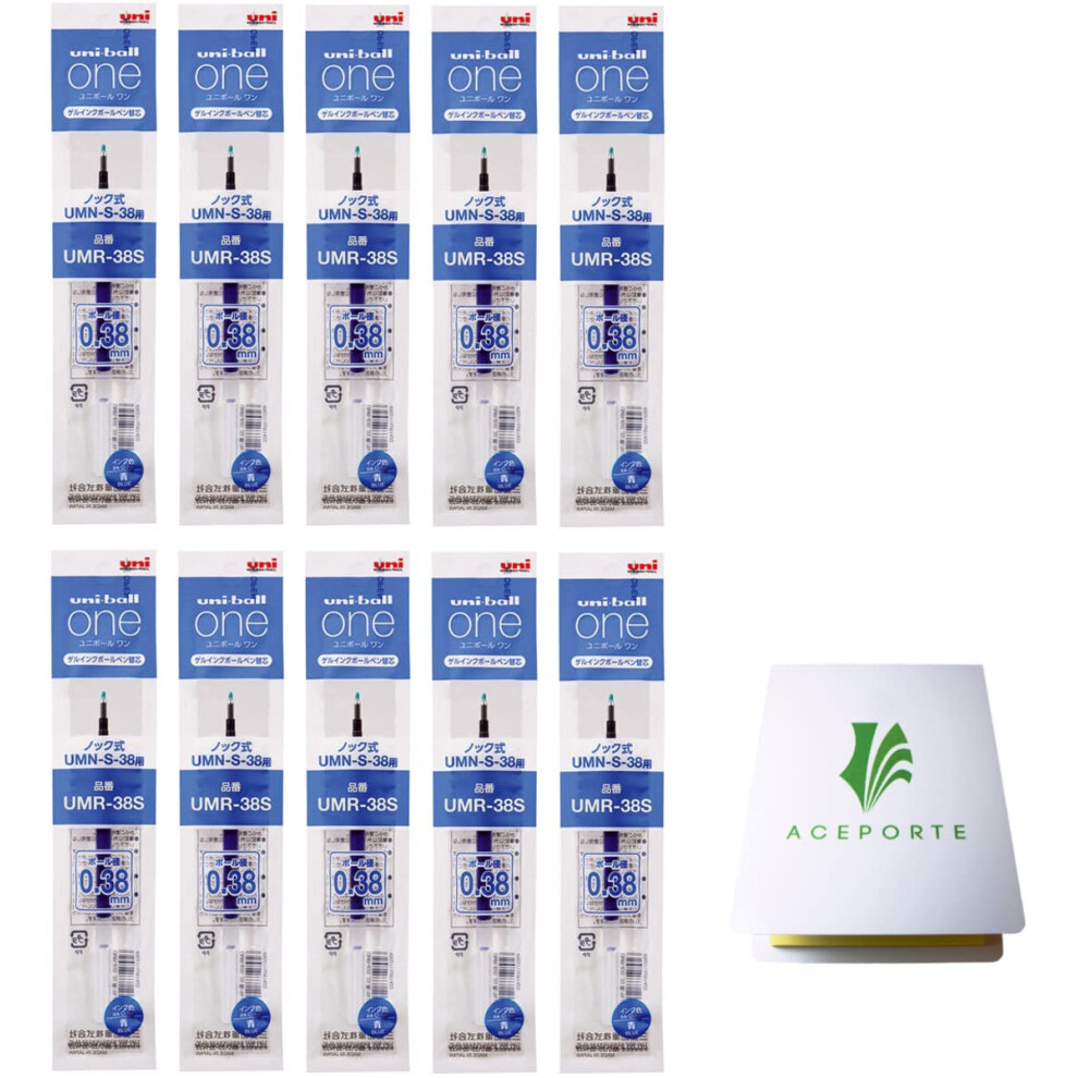 uni-ball one (F) 0.38mm Blue Ink 10 Refills (UMR38S.33)  Can be Clearly Written Gel Ink with Sticky Notes