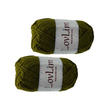 LovLim Garnpackung, 2 Stränge à 50 g, weiches Baumwollgarn zum Häkeln und Stricken, Basteln, DK-Amigurumi-Garn (Armeegrün)