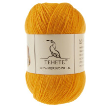 TEHETE 100% merinowol garen voor breien 3-draads luxe warm zacht lichtgewicht haakgaren (gember 1 bol)