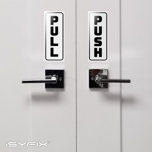 iSYFIX Adesivos de Push Pull - 2 Pacotes 2.8x7 polegadas - Decalque Vertical Auto-Adesivo, Branco/Preto 1