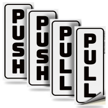 iSYFIX Push-Pull-Aufkleber 2er-Pack, 7,1 x 17,8 cm Selbstklebender vertikaler Vinyl-Aufkleber in Weiss/Schwarz fur Turen in Geschaften, Cafes,
