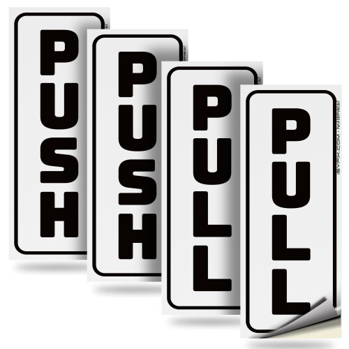 iSYFIX Adesivos de Push Pull - 2 Pacotes 2.8x7 polegadas - Decalque Vertical Auto-Adesivo, Branco/Preto