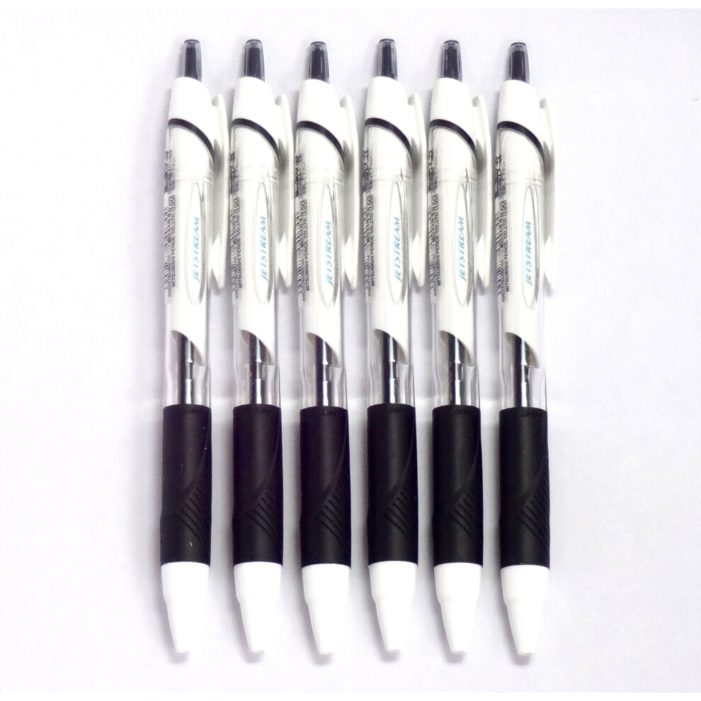uni-ball Uni Jetstream Standard Ballpoint Pen  0.5 mm  Black Ink  White Body  6 pens per Pack (Japan Import) [Komainu-Dou Original Package]