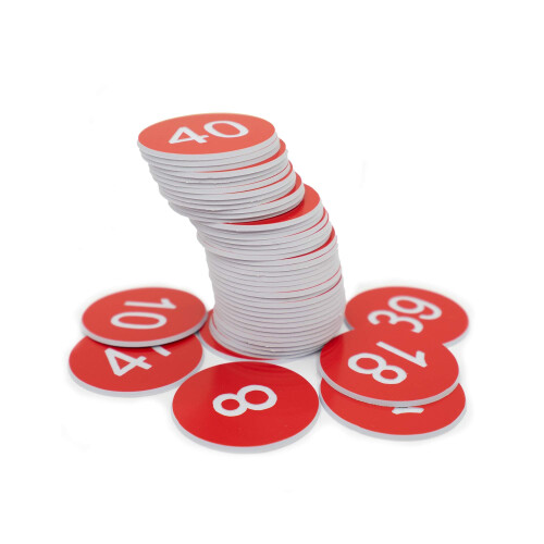 StayMax Plastic Number Tags Engraved Numbered Tags Without Hole (1-50  Red) 2