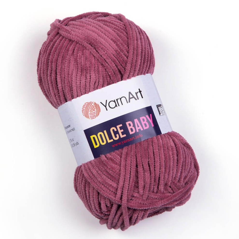 Yarnart Dolce Baby Garn Von Yarnart, Weicher Chenille-Samt, Mittelgross, Moyen Medio, Garn Fur Decke, Amigurumi, Hakelgarn, 50 Gramm (1,76 Oz), 93-image