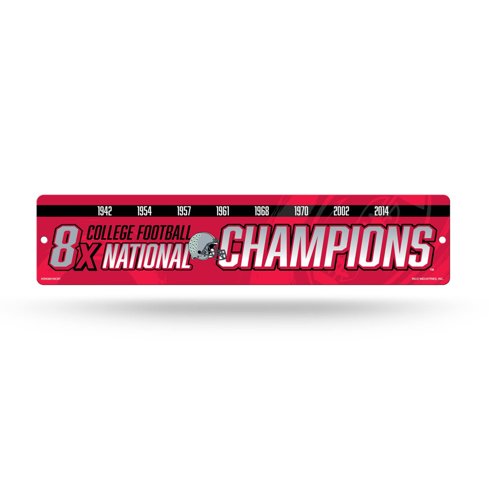 Rico Industries NCAA Ohio State Buckeyes - Panneau de rue en plastique 8X Champ - D   coration int   rieure - Panneau mural