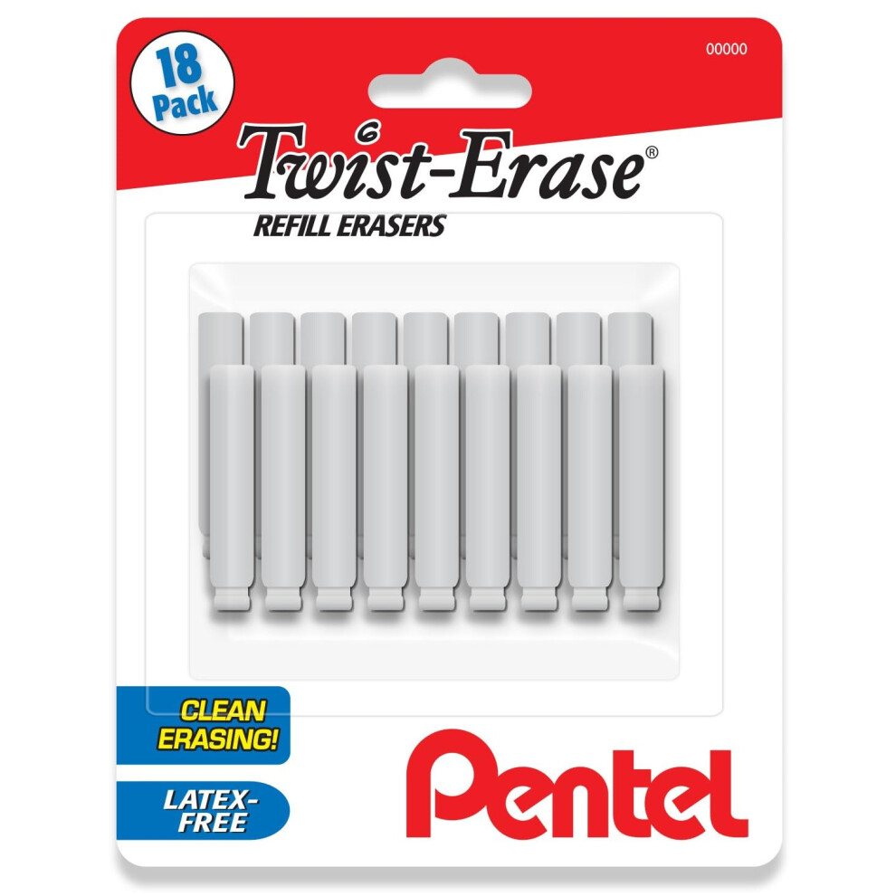 Pentel Twist Erase Refill Erasers - Pack of 18 - Latex Free Pentel Eraser Refill