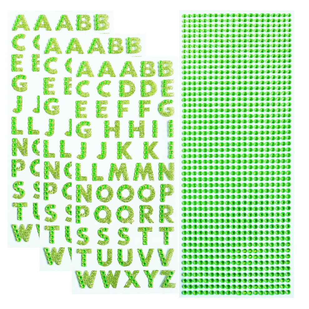 Adesivi Con Lettere Dell'alfabeto Con Strass, Scintillanti Adesivi Per Decorazioni, Scrapbooking E Artigianato Fai Da Te, Adesivi Glitterati Per Bambini, Insegnanti, Studenti (Verde)-image