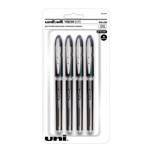 uniball Vision Elite Rollerball Pens Micro Point (0.5mm) Black 4 Pack