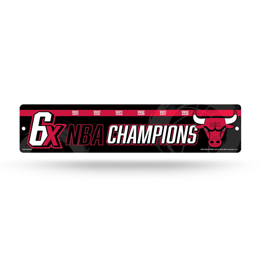 Rico Industries NBA Chicago Bulls - Panneau de rue en plastique 6X Champ - D   coration int   rieure - Panneau mural