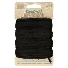 De Beadsmith Knot It gewaxt polyester koord - 4 zwarte koorden - 1 mm diameter - 15 yards elk - Maak sieraden Macrame vriendschapsarmbanden en doe-he