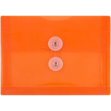 Envelopes de plstico JAM PAPER com boto e fecho de cordo - Tamanho do ndice - 5 1/2 x 7 1/2 - Laranja - 3/pacote
