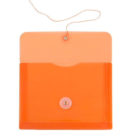 JAM PAPER Plastic Envelopes with Button & String Tie Closure - Index Size - 5 1/2 x 7 1/2 - Orange - 3/Pack 1