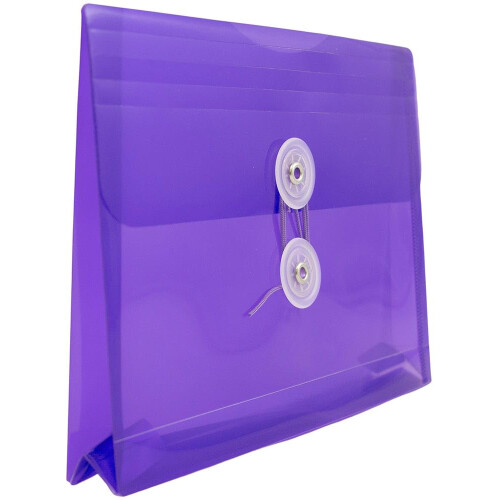 JAM PAPER Plastic Envelopes with Button & String Tie Closure - Index Size - 5 1/2 x 7 1/2 - Purple - 3/Pack 1
