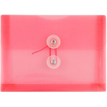 Buste in plastica di carta in jam con chiusura di cravatta a bottone e stringa - Dimensione dell'indice - 5 1/2 x 7 1/2 - rosa/rosso chiaro - 3/pacch