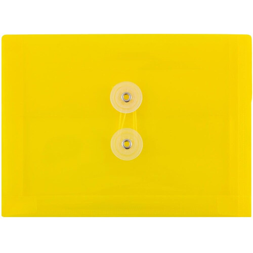 JAM PAPER Plastic Envelopes with Button & String Tie Closure - Index Size - 5 1/2 x 7 1/2 - Yellow - 3/Pack