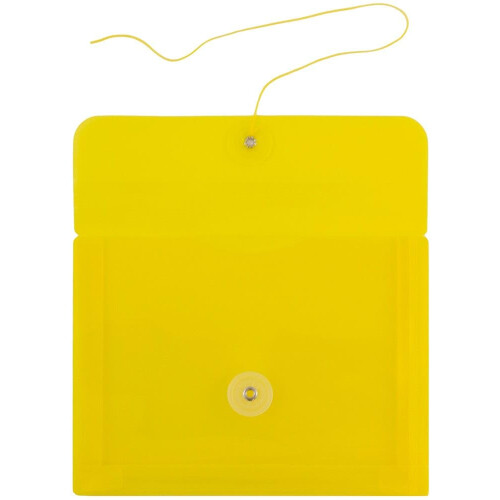 JAM PAPER Plastic Envelopes with Button & String Tie Closure - Index Size - 5 1/2 x 7 1/2 - Yellow - 3/Pack 1