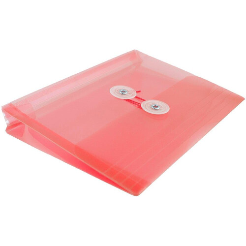 JAM PAPER Plastic Envelopes with Button & String Tie Closure - Index Size - 5 1/2 x 7 1/2 - Pink/Light Red - 3/Pack 2