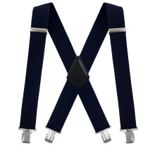 Bretelle regolabili Moulen da uomo con retro a X, 2 pollici di larghezza, con clip resistenti, blu navy