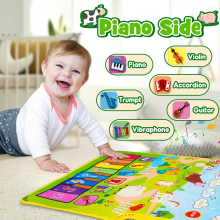 HappyGoLucky Musical Toys for 1 2 Year Old Boys, 3 in 1 Animal Piano Drum Mat with 19 Sound & Recording Function Toddle