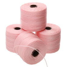 De Beadsmith S-Lon Bead Cord - .5 mm gedraaid nylon koord voor het rijgen van 4 spoelen lichtroze kleur TEX210 77 yards per spoel
